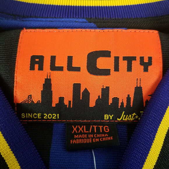 All City Jacket Mens XXL Blue Black New with‎ Tags Sports Striped Full Zip - Picture 9 of 15